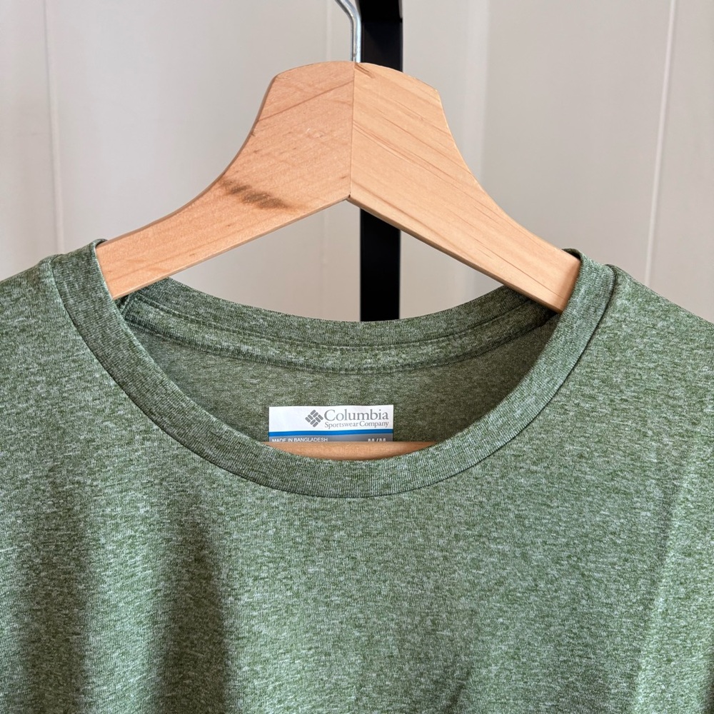 Columbia OmniWick Lake Zell Men’s T-shirt Green Med Heather Poly NWT Outdoor